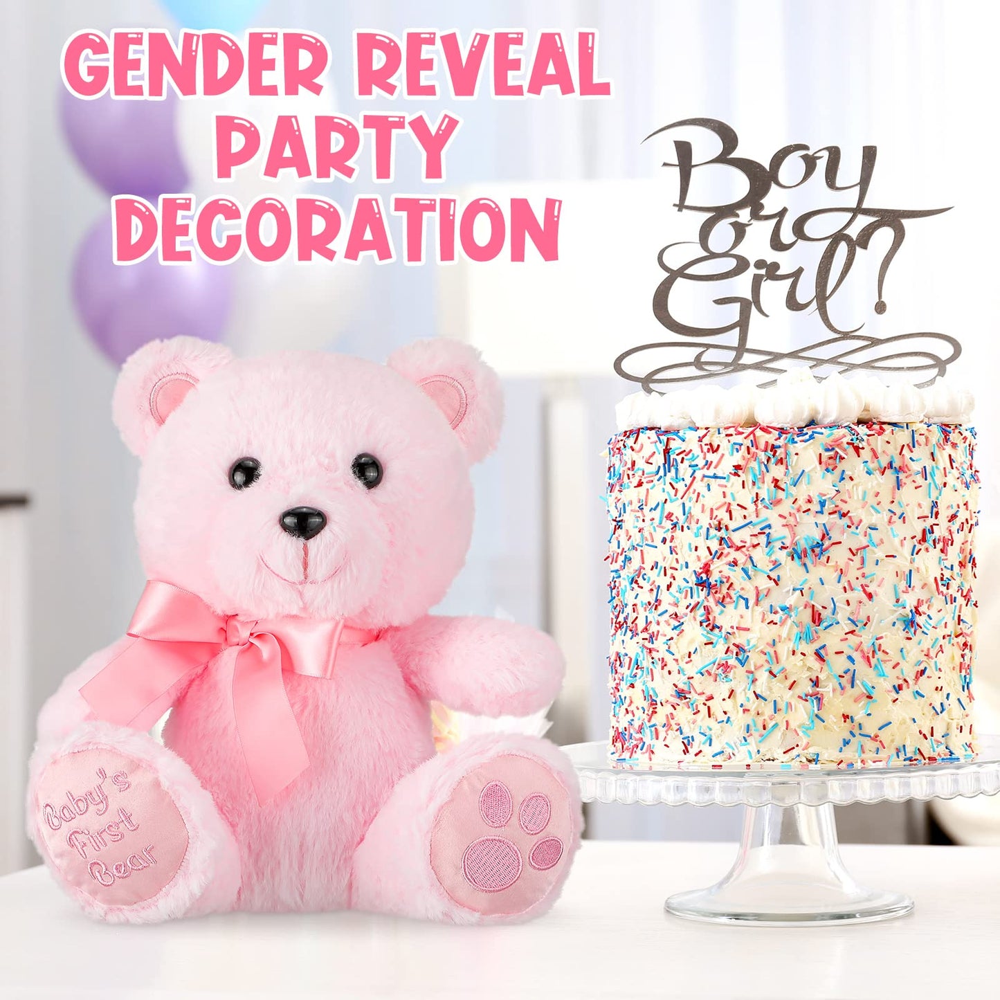 Chalyna 10 Inch Bear Stuffed Animal Gift First Bear Baby Shower Plush Toy For Wedding Birthday Easter Back To School Gift(Pink)