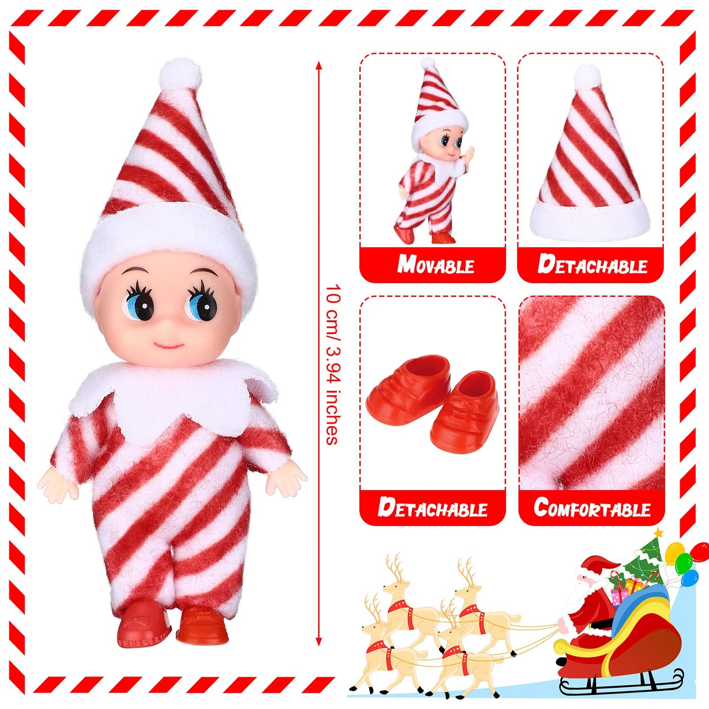 Aoriher 2 Pieces Christmas Doll Small Baby Twins In Bib Pants And Bodysuit Miniature Accessories Green And Red Boy And Girl Toy