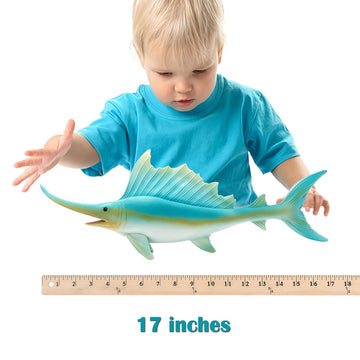 Gemini & Genius Sea Animal Sailfish Action Figure Soft Rubber Swim Bath Toy, Realistic Ocean Swordfish Educational And Role Play Toys For Kids And Collectors (Sailfish)