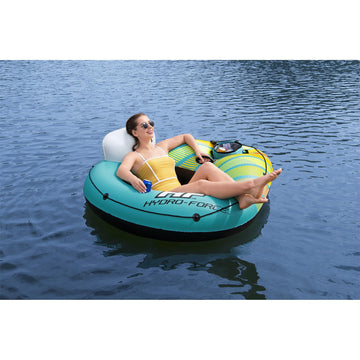 Hydro-Force 66.5 X 54 Inflatable Tube Swim Ring With Built-In Cooler & Cup Holder