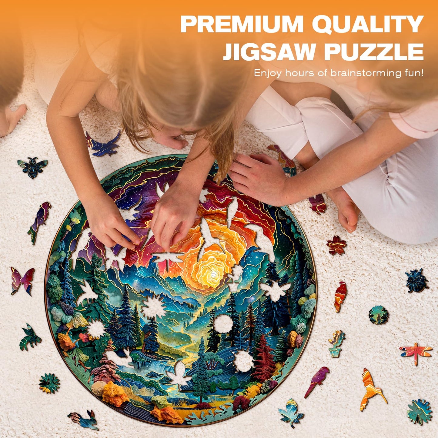 Wooden Puzzles For Adults - 3D Vision Effects Sky Wooden Jigsaw Puzzles - Unique Shaped Wooden Jigsaw Puzzles For Adults - Creat