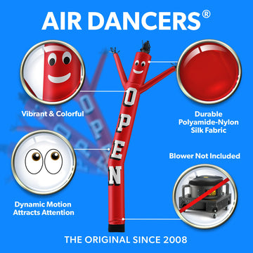 LookOurWay Air Dancers Inflatable Tube Man Attachment - 20 Feet Tall Wacky Waving Inflatable Dancing Tube Guy for Business Promotion (Blower Not Included) - Open Red
