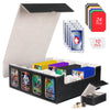 GEAoffice Trading Card Storage Box for 3200+ Cards With Display Windows enhanced MTG Deck Box With Card Supporters & Divider MTG Commander Deck Box for TCG Magic Game Sports Black/Grey