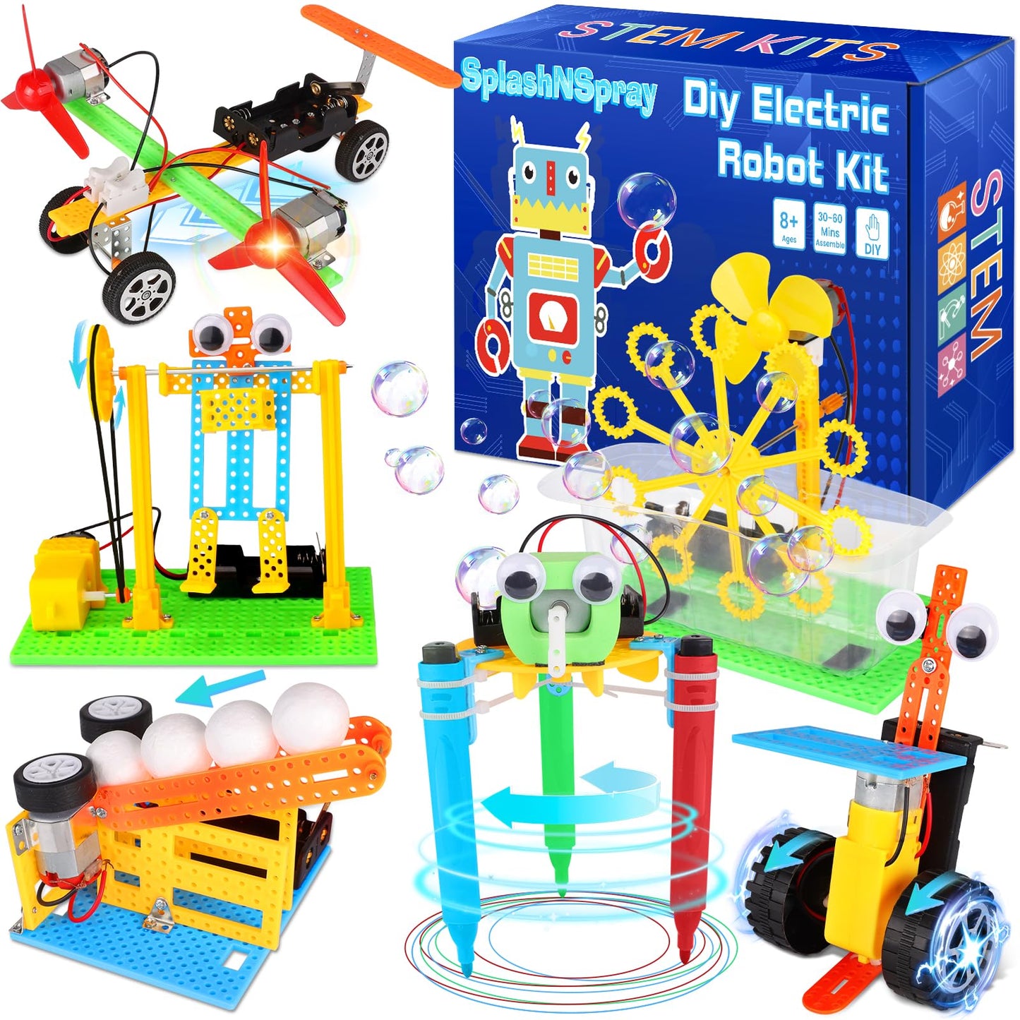 Splashnspray Stem Robotics Science Kit For Kids Age 8-12, Educational Science Experiments Projects, Engineering Building Toy Electronic Motor Robot Craft, Big Boys & Girls Toys Birthday Present