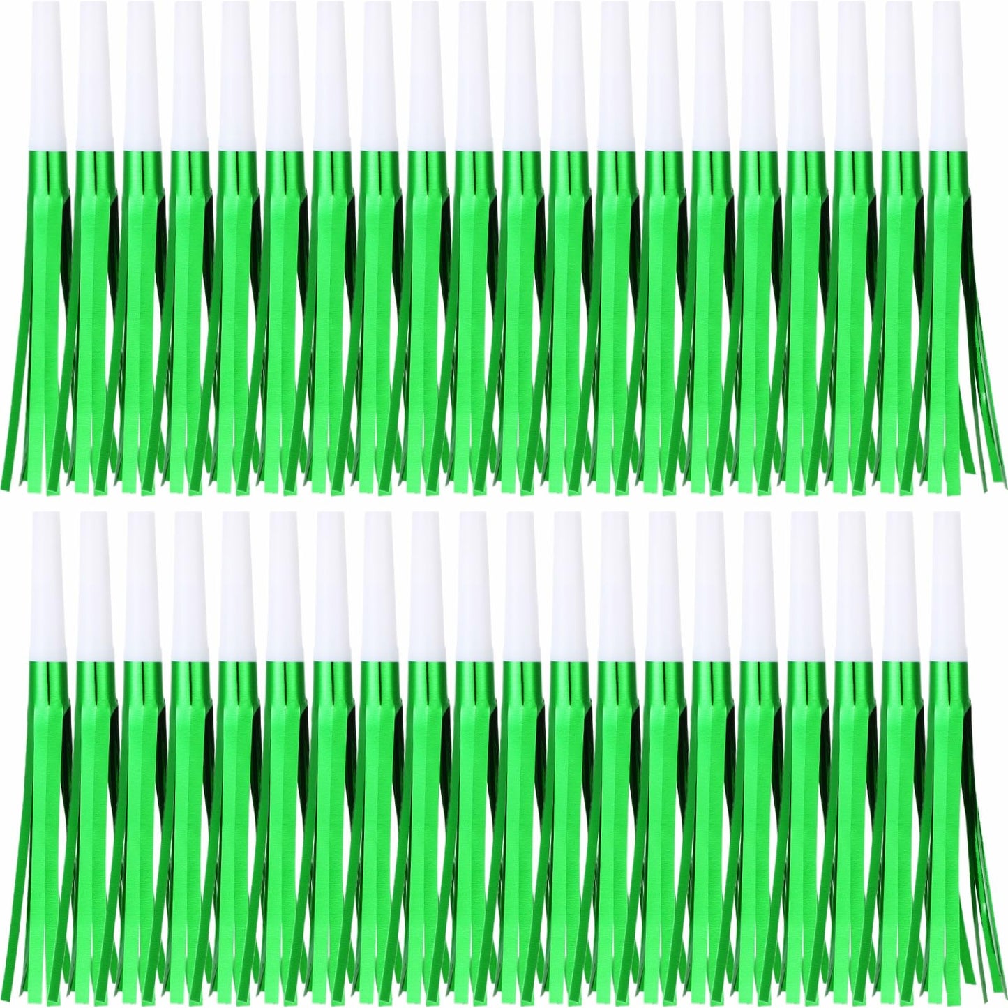 LCPQMZGH 30 Pcs Gold Noise Makers, Metallic Fringed Noise Makers for New Year Party Favor Supplies, Green