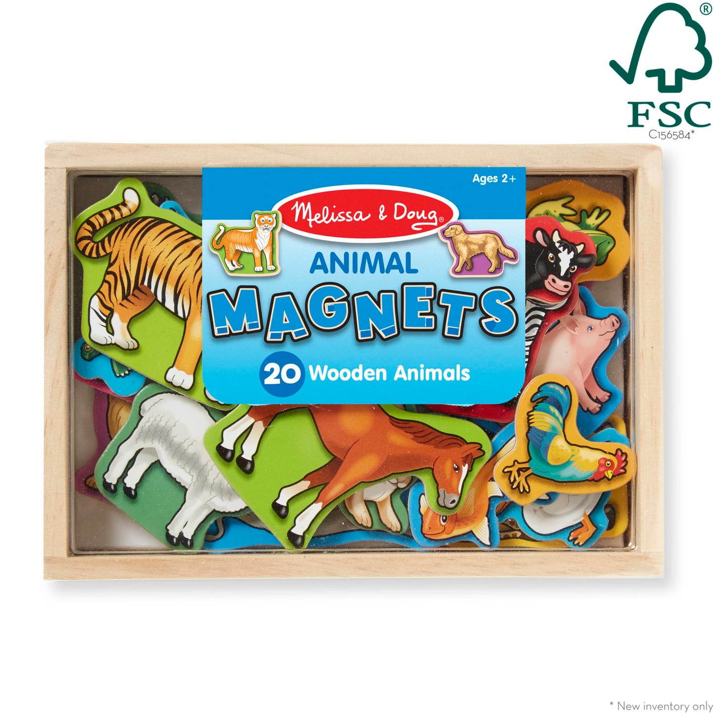 Melissa & Doug 20 Wooden Animal Magnets in a Box - FSC Certified