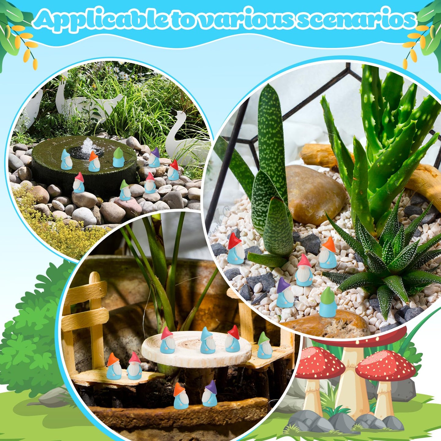 GGSTDDUP Mini Gnomes Statues - 30Pcs Cute Resin Garden Ornaments, 1.1x2 cm, Multicolor Decor for Outdoor Patio Lawn
