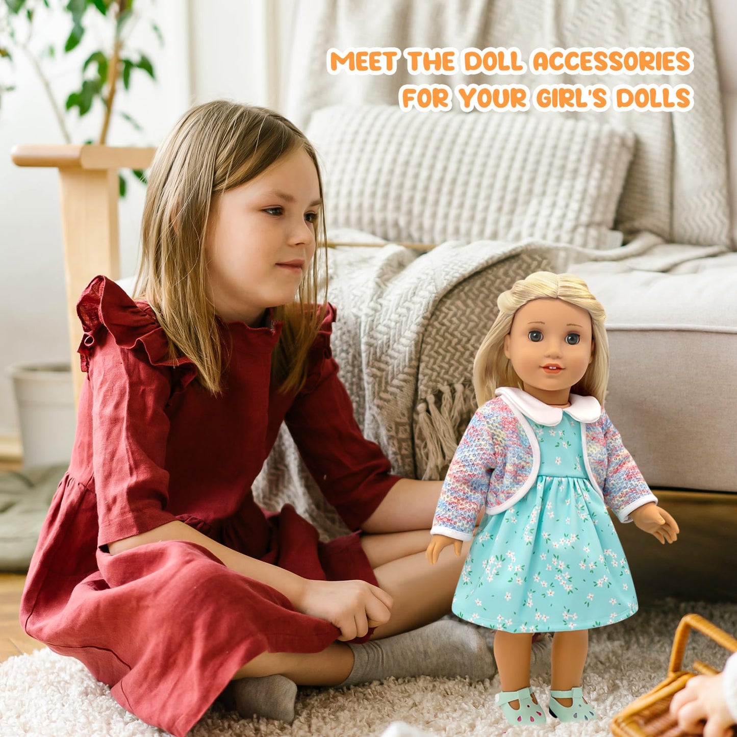 Dc-Beautiful 8 Pcs Dolls Clothes And Accessories For 18 Inch American Doll, Total 4 Complete Set Of Doll Clothing, Including Doll Outfit Dress Jumpsuit Hat Hairband