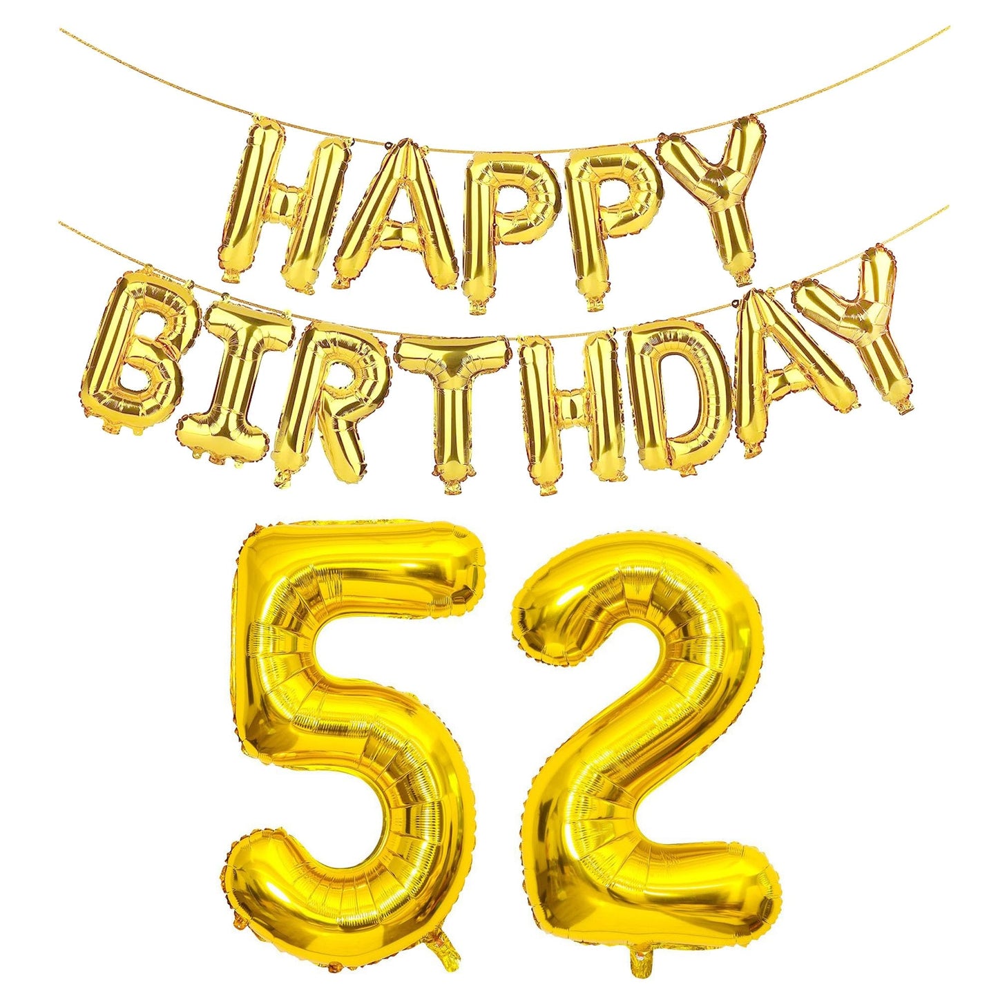 Shuntai 52Nd Birthday Decorations For Men Women 52 Number Balloons Gold Jumbo Numbers 25 Foil Mylar Balloon With Letters Happy B