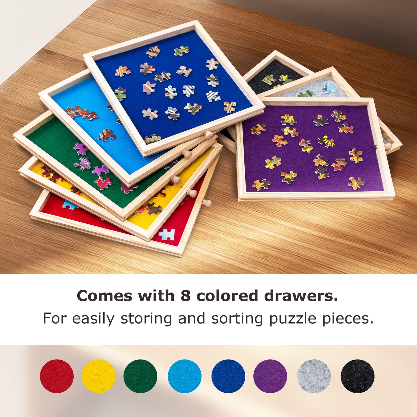 Tektalk 2000 Piece Foldable Puzzle Board With 8 Sorting Trays/Drawers, Jigsaw Puzzle Table With Cover, Storing For 2000, 1500, 1000, 500 Jigsaw Puzzle Pieces