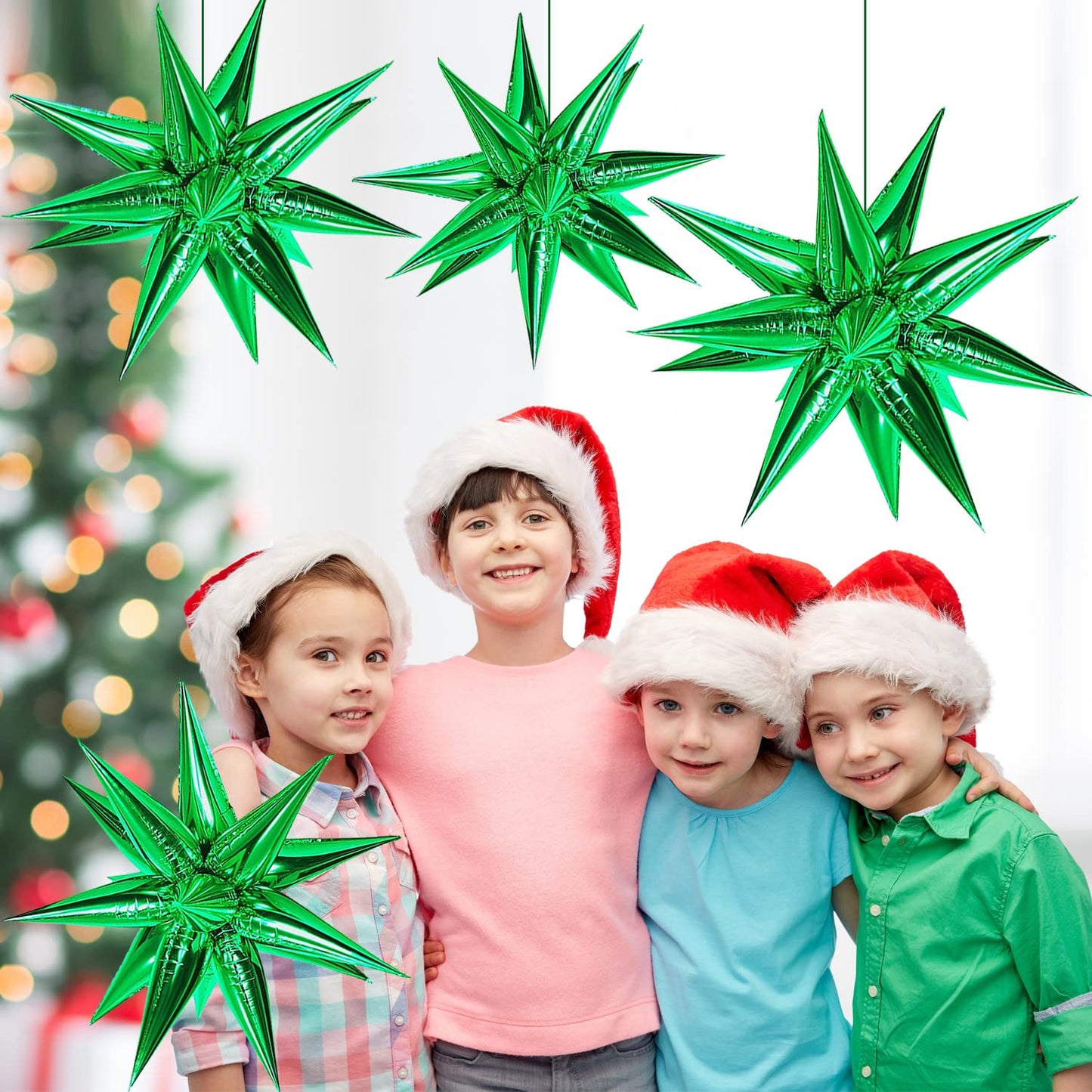 Funtoob Green Star Balloons Metallic Star Foil Balloons Birthday Balloons Green Star Cone Balloons Starburst Balloon Spike Ballo