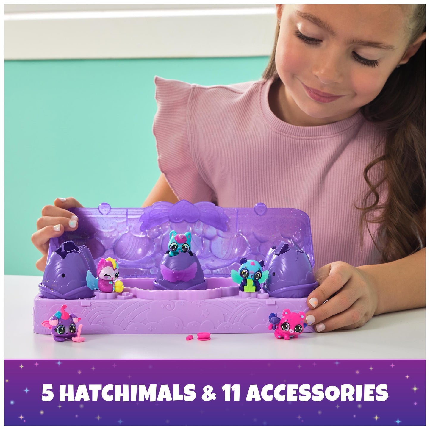 Hatchimals Alive, Neon Rainbow Egg Carton Toy with 5 Mini Figures in Color Reveal Eggs & 11 Accessories, Kids Toys for Girls & B
