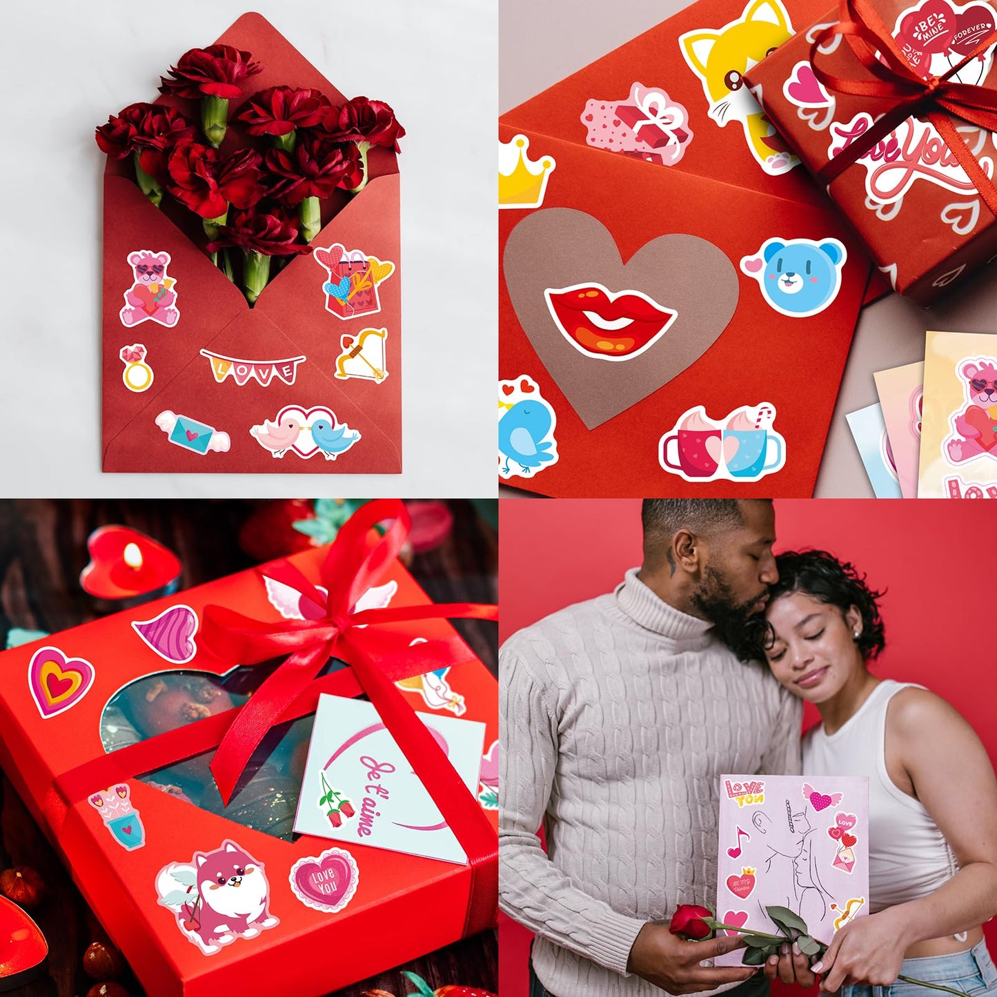 Ozepao 24 Sheets Valentines Day Stickers for Kids, 330 Pcs Valentines Stickers Bulk Stuff for Gift Cards Scrapbook Crafts Decor(