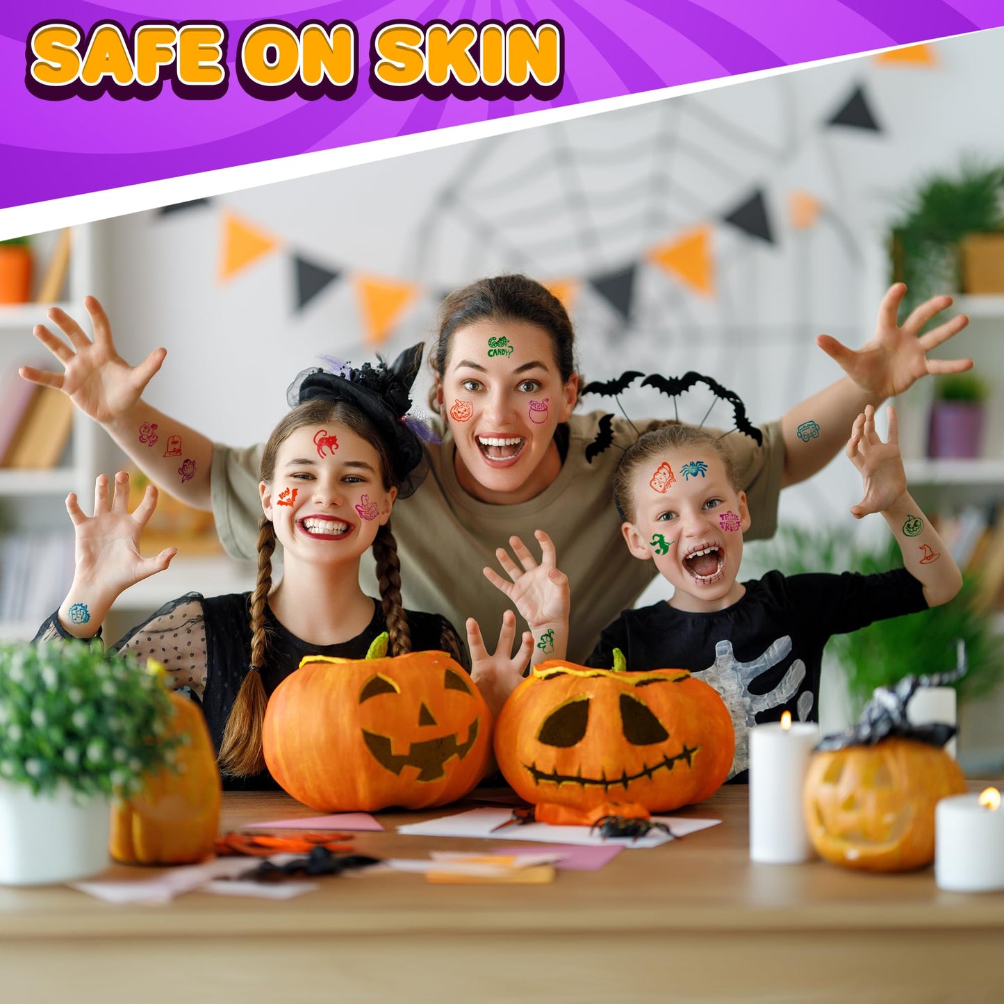 ArtCreativity Bulk Halloween Stampers for Kids - Set of 100 Halloween Stamps - Assorted Trick or Treat Stamper Designs for Hallo