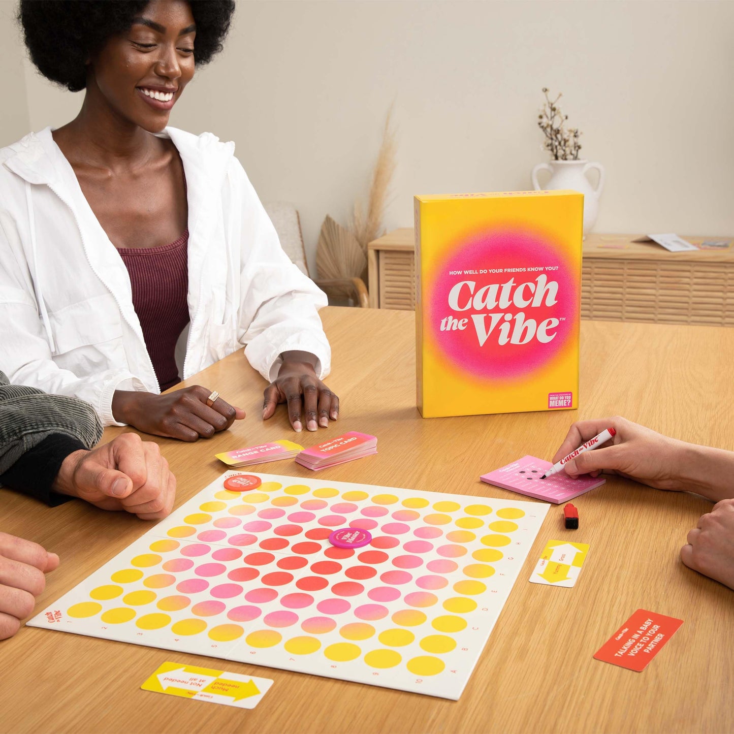 WHAT DO YOU MEME? Catch The Vibe Party Game - Fun Adult Game for Teens, Medium Size, Pink Color, Perfect for Friends Gathering