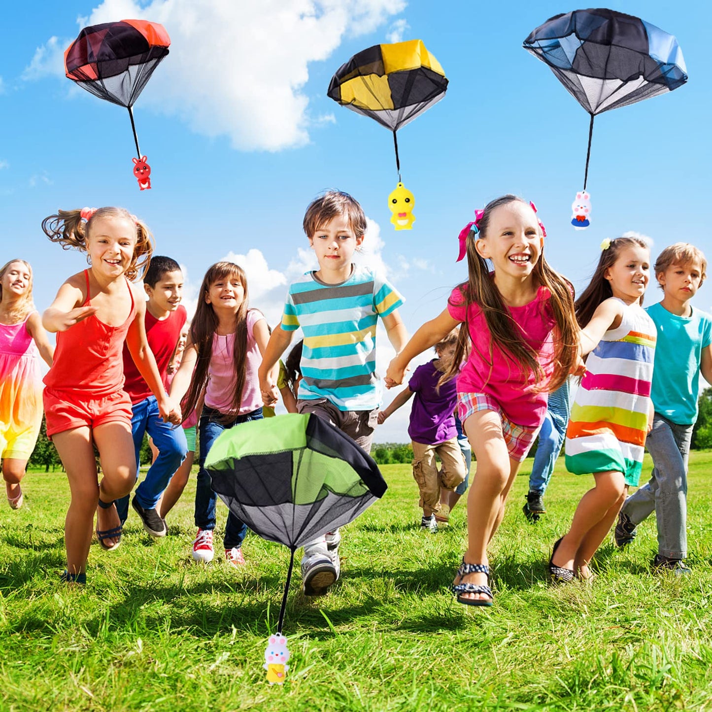 VOMAOK 6 Pack Parachute Toy Outdoor Hand Throw Flying Toys for Kids Boys Girls Easter Basket Stuffers Gifts