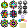 Qyeahkj 36 Set Mandala Suncatchers Crafts for Kids DIY Mandala Window Tissue Paper Craft Kit Art Flower Hanging Decor for Summer