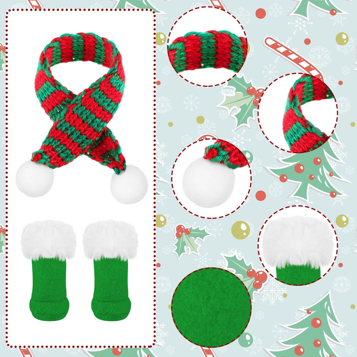 6 Pieces Christmas Doll Clothes Accessories Include Christmas Doll Scarf And Shoes Snow Boots For Doll Accessories