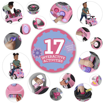 Radio Flyer Pink Creativity Car - Sit to Stand Toddler Ride On Toy for Ages 1-3, Large Kids Ride On Vehicle