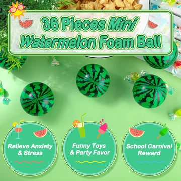 Zhanmai 36 Pack Watermelon Stress Balls Party Favors 2.5 Inch Sensory Fidget Toy Mini Watermelon Foam Balls One in a Melon Party Decorations Summer Pool Toys for Children mature-themeds Stress Relief Gifts