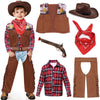 Latocos Kids Cowboy Costume 7 PCS Set, Ages 3-10, Red Polyester Dress Up for Halloween Role Play
