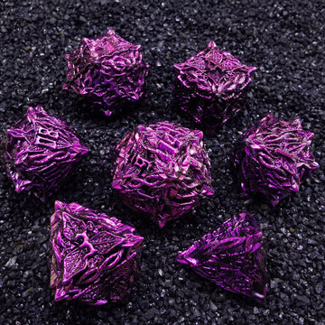 Mjdiceok Dnd Dice Vine Leaf Set Metal Dice 7 Role Playing Dice Polyhedral D&D Solid Dungeons And Dragons Dice (Purple Red)