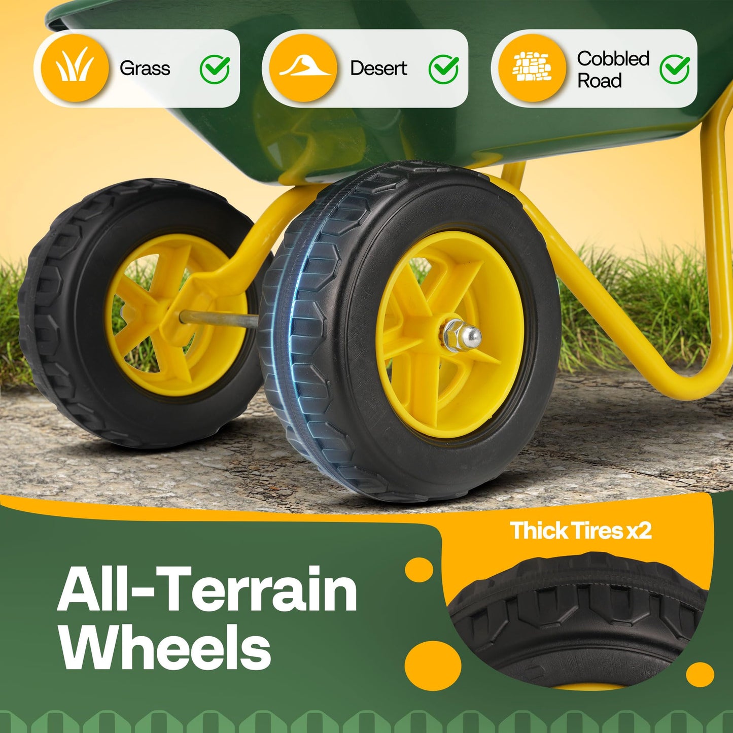 Vivohome Kids Wheelbarrow Children Garden Cart With Toddler Gardening Tool Set Child Wheel Barrel Outdoor Indoor Toys Gift Green