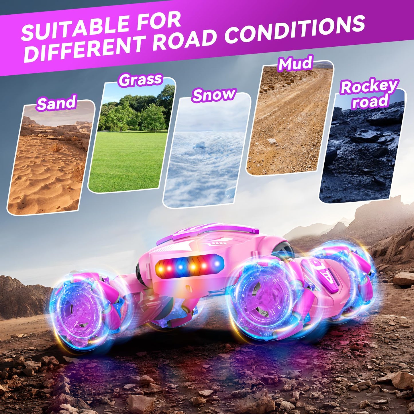 Nicella Gesture Sensing RC Stunt Car, Remote Control Car 360 Rotating 4WD 2.4Ghz RC Cars Transform Hand Controlled Car Toys with