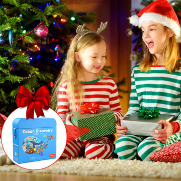 Jigsaw Puzzles For Kids Ages 4-8, 108 Pieces Whale Shaped Cardboard Puzzles For Animal Lovers, Sturdy Floor Puzzles Box And Poster, Educational Toys Gift For Boys Girls, 23.38 X 14.72 Inch