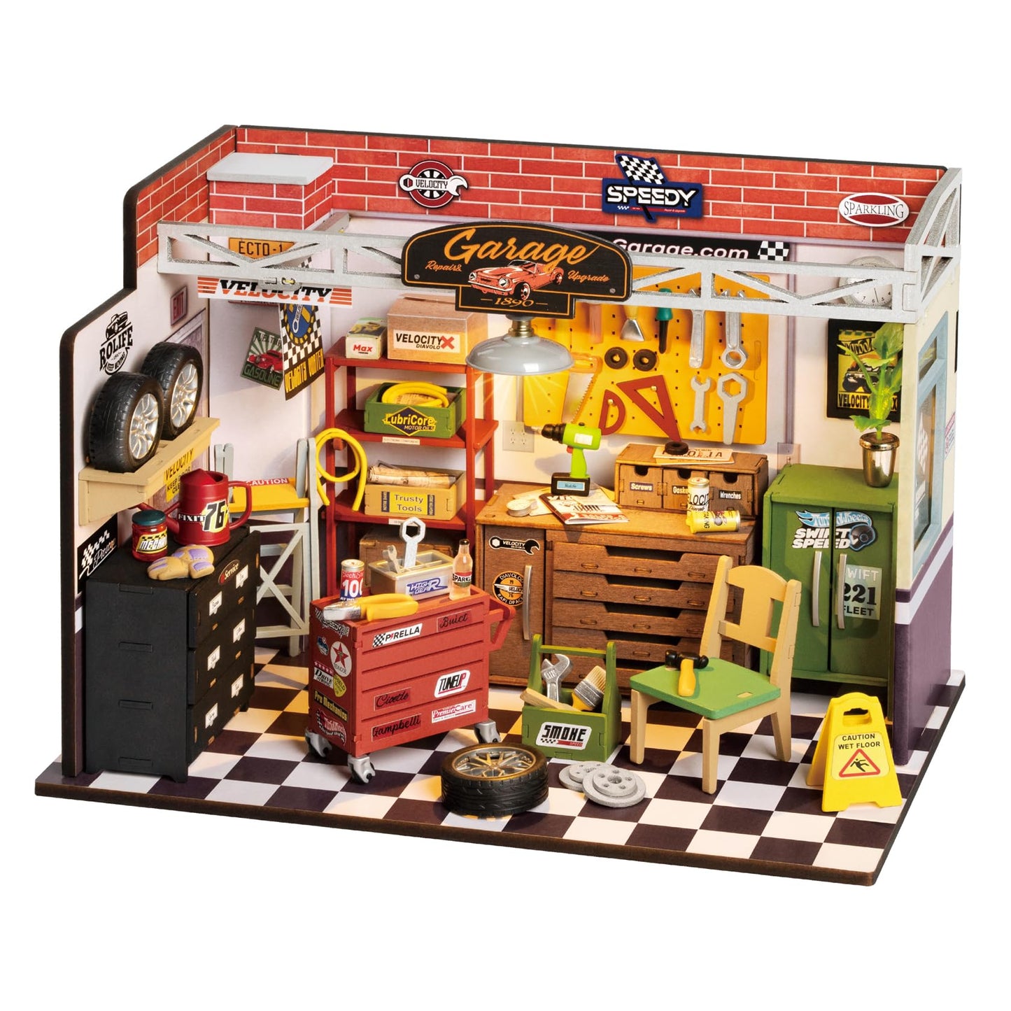 Robotime Miniature House Kit Diy Mini Garage Workshop Tiny Model House Building Kit With Led Decorative Craft For Adults Hobby G