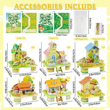 Dbpbtou 24 Packs Valentines Day Gifts For Kids, Valentines Cards For Kids Classroom 3D Puzzles Eps Foam Board Model Building Kit