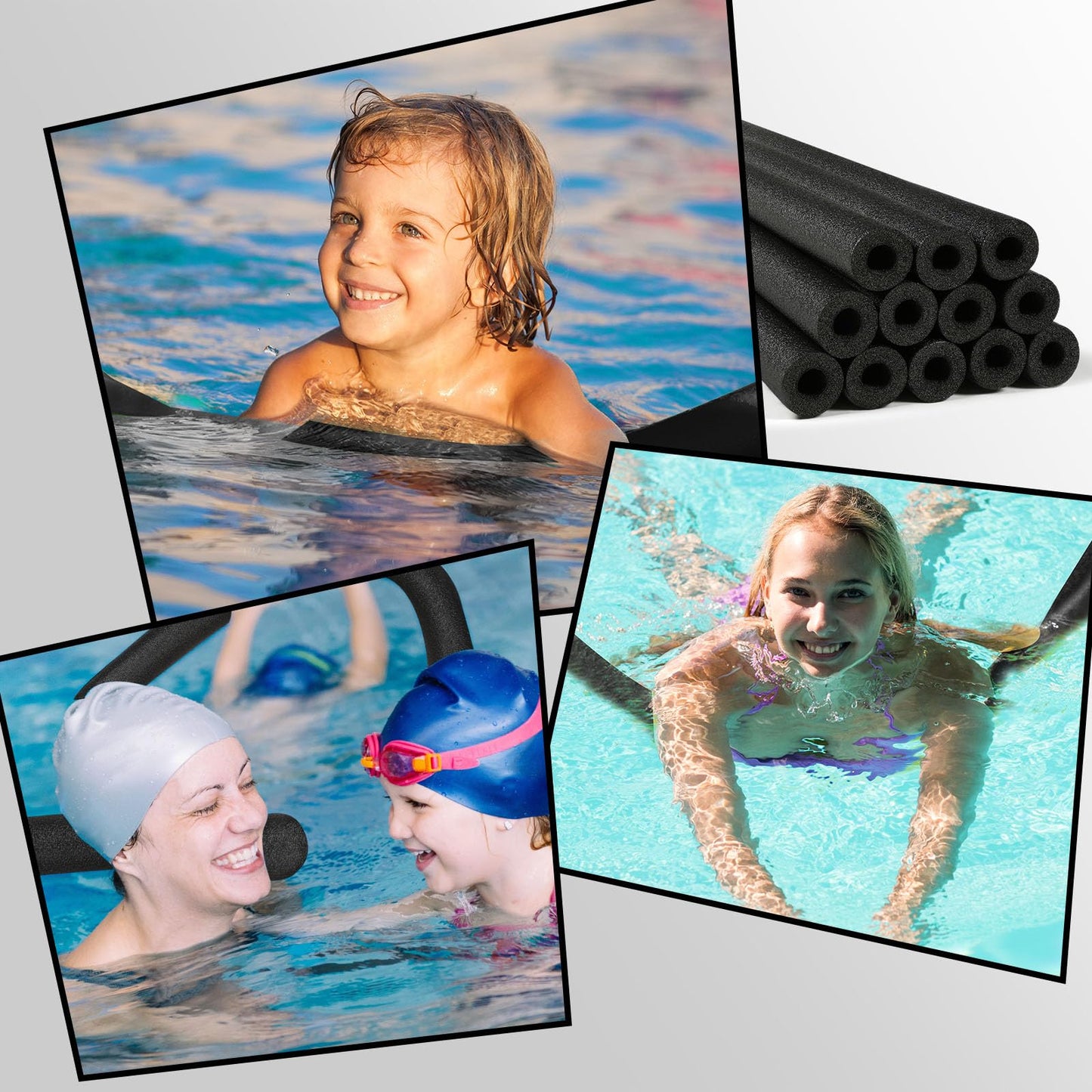 Nezyo 12 Pack Pool Noodles Foam Swim Noodles 52 Inch Jumbo Hollow Swimming Pool Noodle Bulk Floats Heavy Duty for Xmas Decoratio