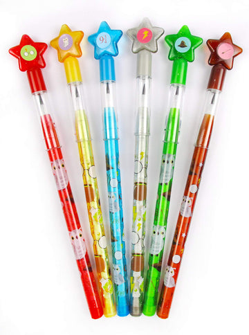 TINYMILLS 24 Pcs Wizard Multi Point Stackable Push Pencil Assortment with Eraser for Wizard Birthday Party Favor Prize Carnival