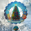3D Christmas Tree Wind Spinners For Yard And Garden Christmas Decor 12 Inch Outdoor Metal Hanging Stainless Steel Wind Spinner U