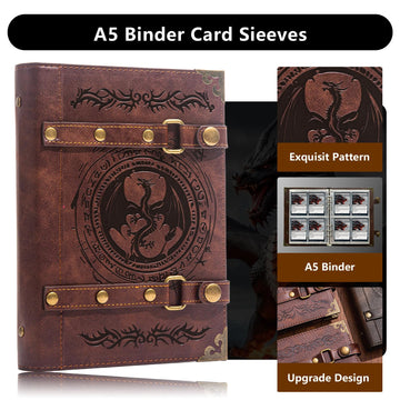 DDFE Card Binder 4 Pocket-Can Hold 240 Cards for MTG TCG Baseball Card Football Card Sports Card Basketball Card Binder enhanced Collector Trading Card Album (x4-Dragon Totem-Red)