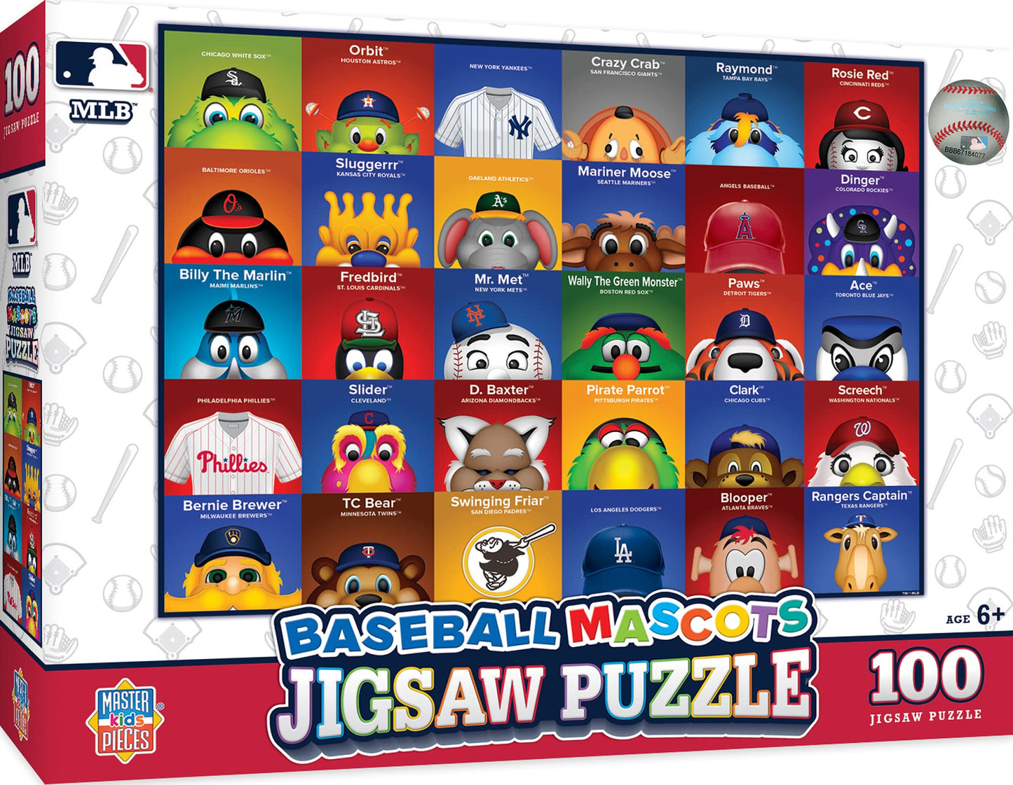 Masterpieces Mlb1050: Mlb Mascots 100Pc Puzzle