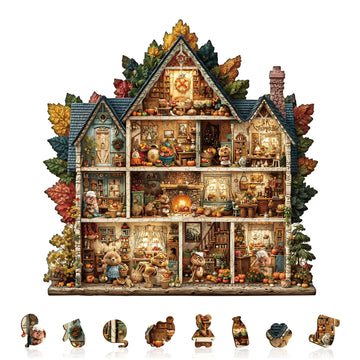 SECOGM Wooden Puzzles for mature-themeds - Fall Bear Wood Puzzles mature-themed - Unique Animal Shape Wooden Jigsaw Puzzles for mature-themeds - Birthday Gifts for Puzzle Lovers Family (8.1 * 8in-100 Pieces)