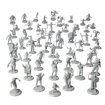Monster Protectors 56 Unpainted Fantasy Mini Figures- All Unique Designs- 1 Hex-Sized Compatible with DND Dungeons and Dragons,