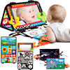 Aboosam Tummy Time Baby Mirror Toys 0-6 6-12 Months - Montessori Infant Toys Brain Development With Crinkle Cloth Book And Teether - High Contrast Newborn Sensory Toys For Babies Boys Girls Gifts
