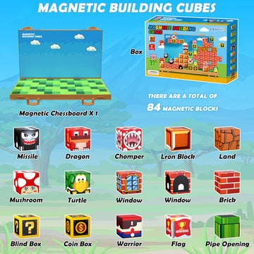Magnetic Blocks, Build 3D Magnet Building Toys World With Magnetic Tiles, Foldable Magnet Board, Stem Sensory Toy For Kids, Toy