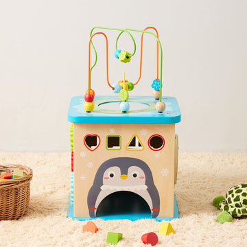 large online retailer Basics Kids Wooden Educational Activity Learning Cube Toy Gift for Toddlers Age 12M+ Developmental Shape Sorter Multicolor 13.4x22.5x13.4inches