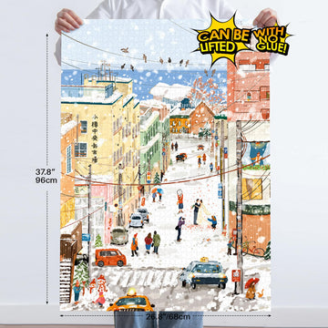 Puzzles For Adults 2000 Pieces, Momibook Jigsaw Puzzles Of Winter Village Town, 96X68Cm(37.8.5''X26.8'') Interactive Decompressi