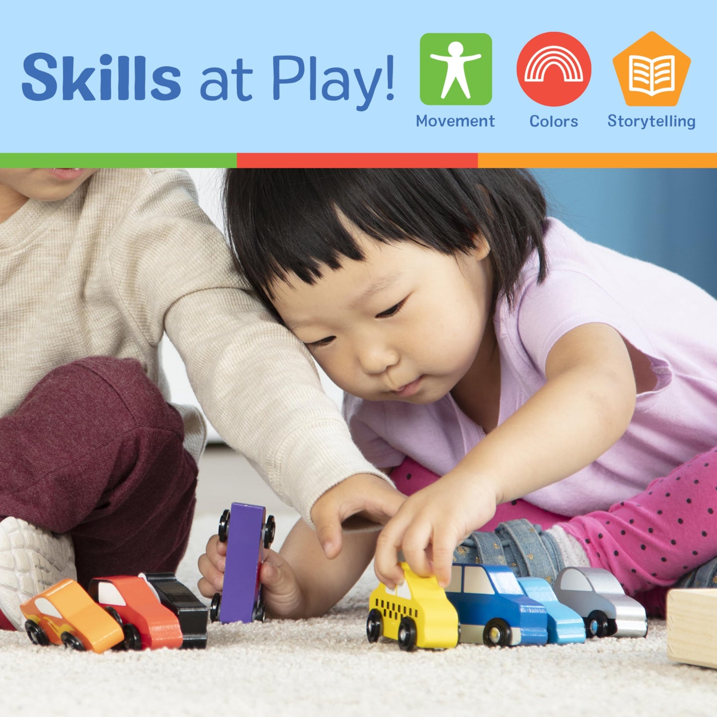 Melissa & Doug Wooden Cars Vehicle Set In Wooden Tray - 9 Pieces Toy Cars, Vehicle Toys For Toddlers And Kids Ages 3+