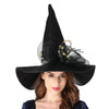 QinYing Black Halloween Costume LED Light Witch Hats for Women Steeple Top with Lamp for Party Black