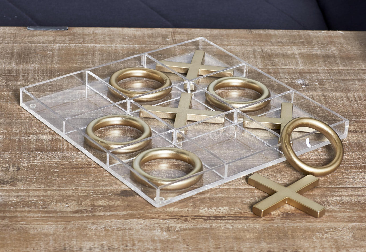 Deco 79 Metal Tic Tac Toe Game Set With Gold Pieces, 12' X 1' X 12', Gold