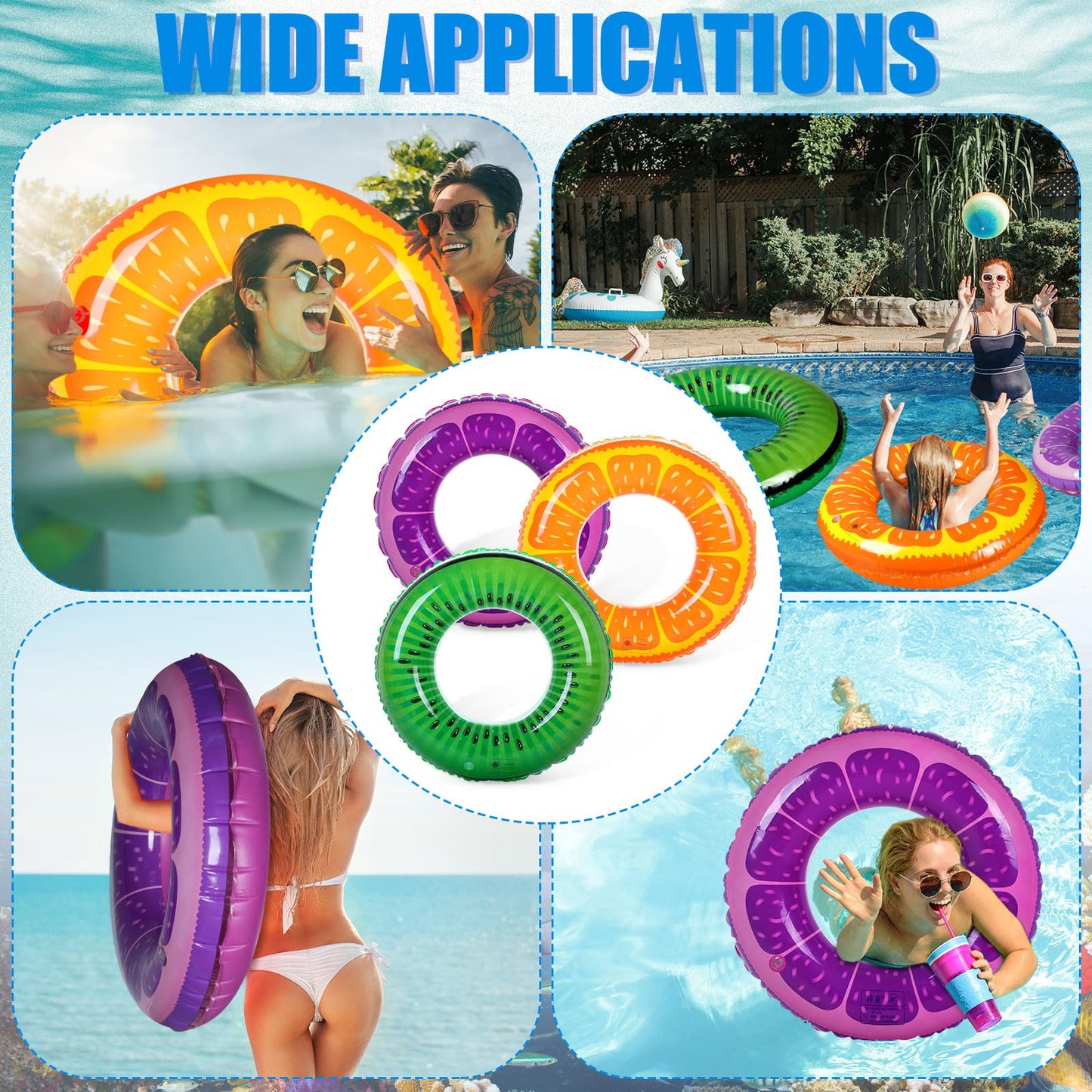 9 Pieces Inflatable Pool Floats 36 Inches Float Tube Swimming Tube Vinyl Pool Floaties Swim Tubes Rings Party Decorations For Te