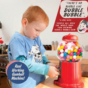 Schylling Brand Classic Retro Gumball Coin Bank - 8.5' Tall - Includes 45 Dubble Bubble Gumballs - Ages 3+