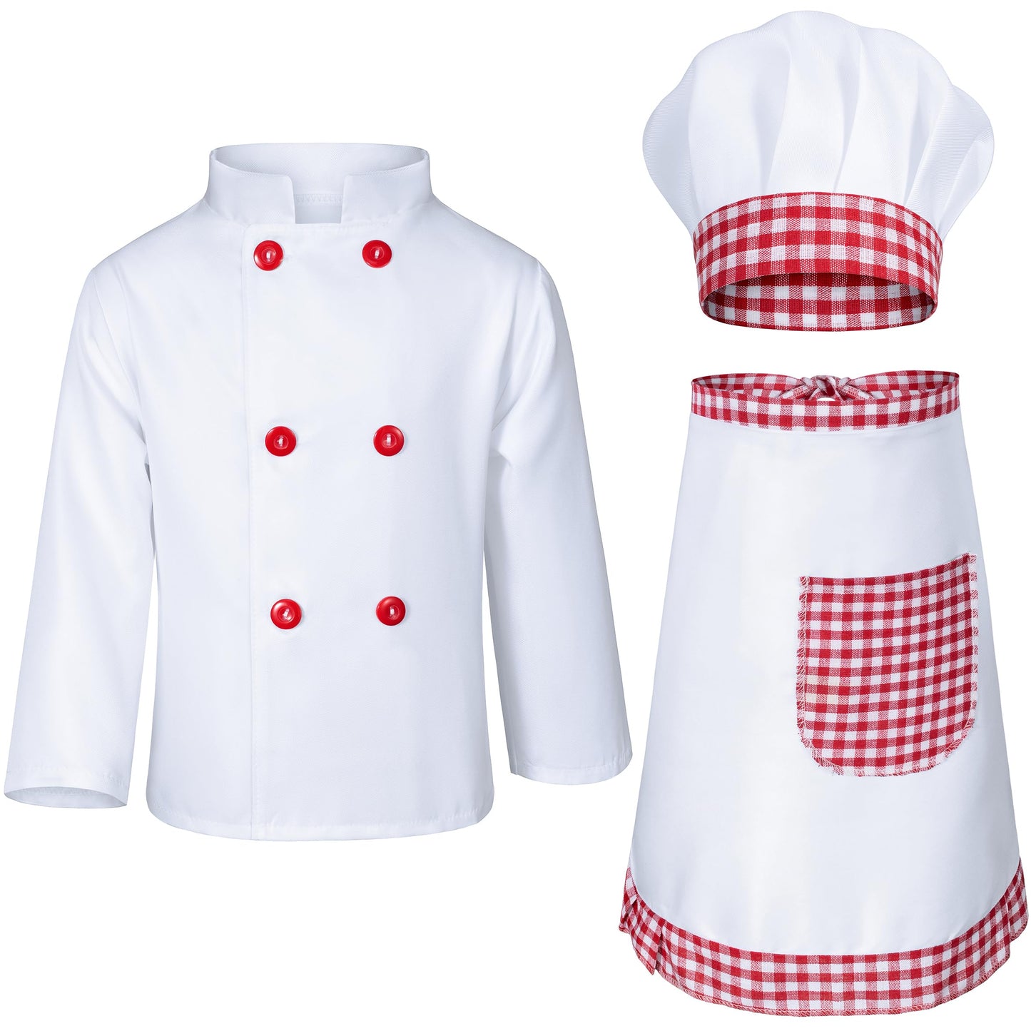 Kids Chef Costume For Boys Girls Kitchen Cooking Party Cosplay 4-5T Red