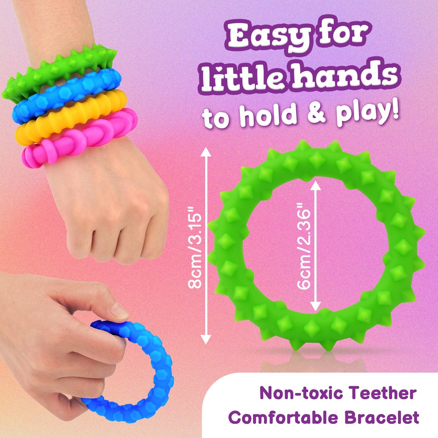 SMALL FISH Sensory Fidget Toys for Kids - 4 Pack Chew Rubber Bracelets, Calming Anxiety Toys, Perfect for Classroom & Gifts