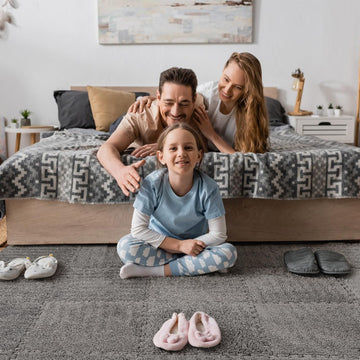 12 Pcs Plush Interlocking Carpet Tiles,Non-Toxic Shaggy Foam Carpet Tiles For Toddler Baby,Machine-Washable,Anti-Slip,Eva Foam I